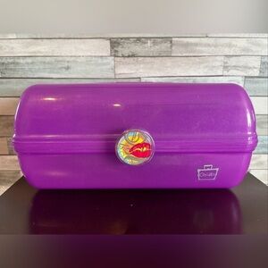 Caboodles On The Go Girl Makeup Beauty Case w/Mirror Purple Sparkles Lips Logo